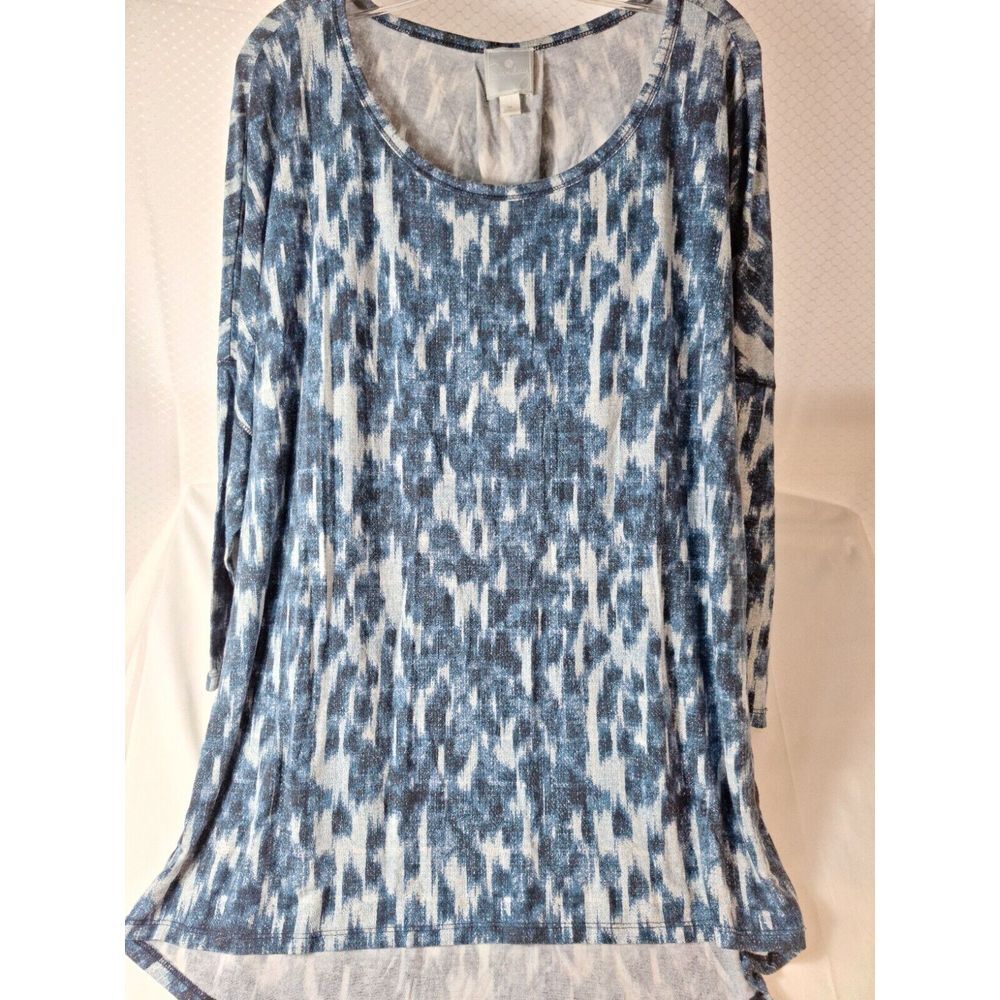 Anthropologie Saturday Sunday Tunic Top Womens Sz XL Blue Multi Geo Long Sleeve